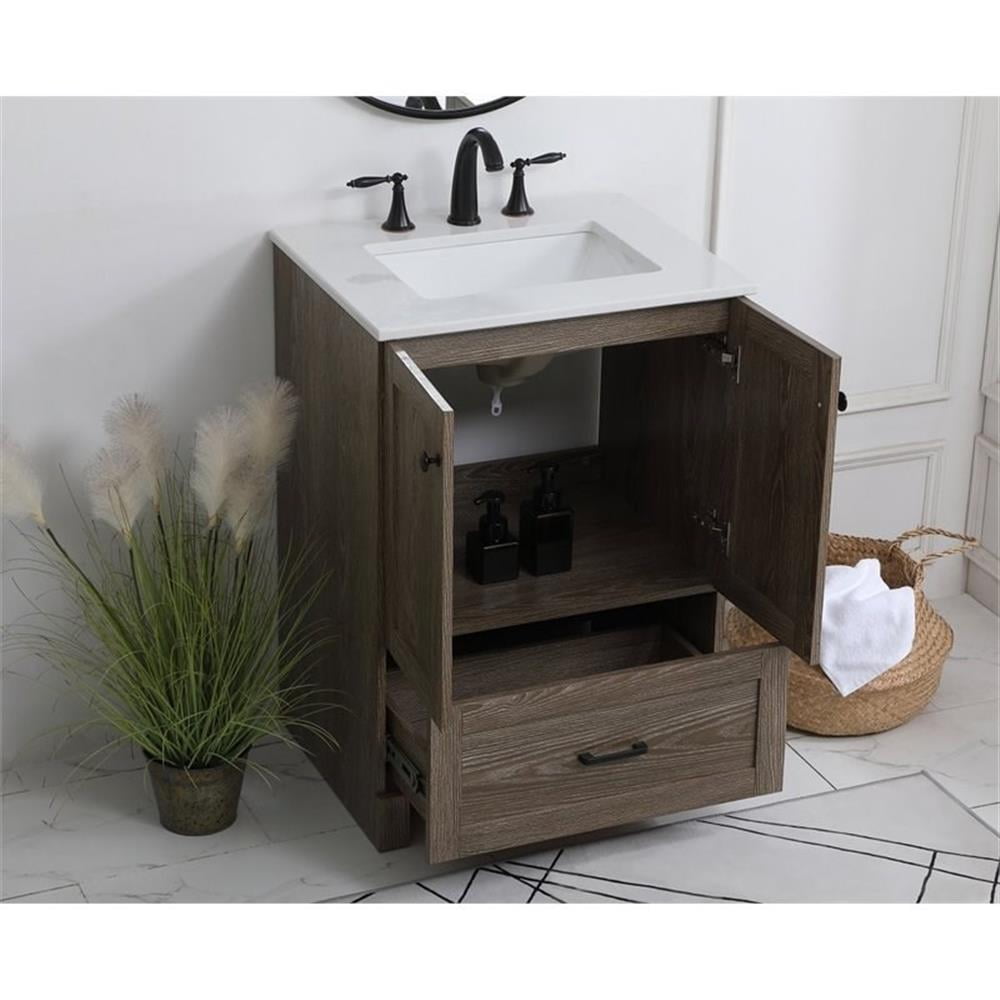 Elegant Kitchen and Bath 24 inch Single Bathroom Vanity in Weathered oak