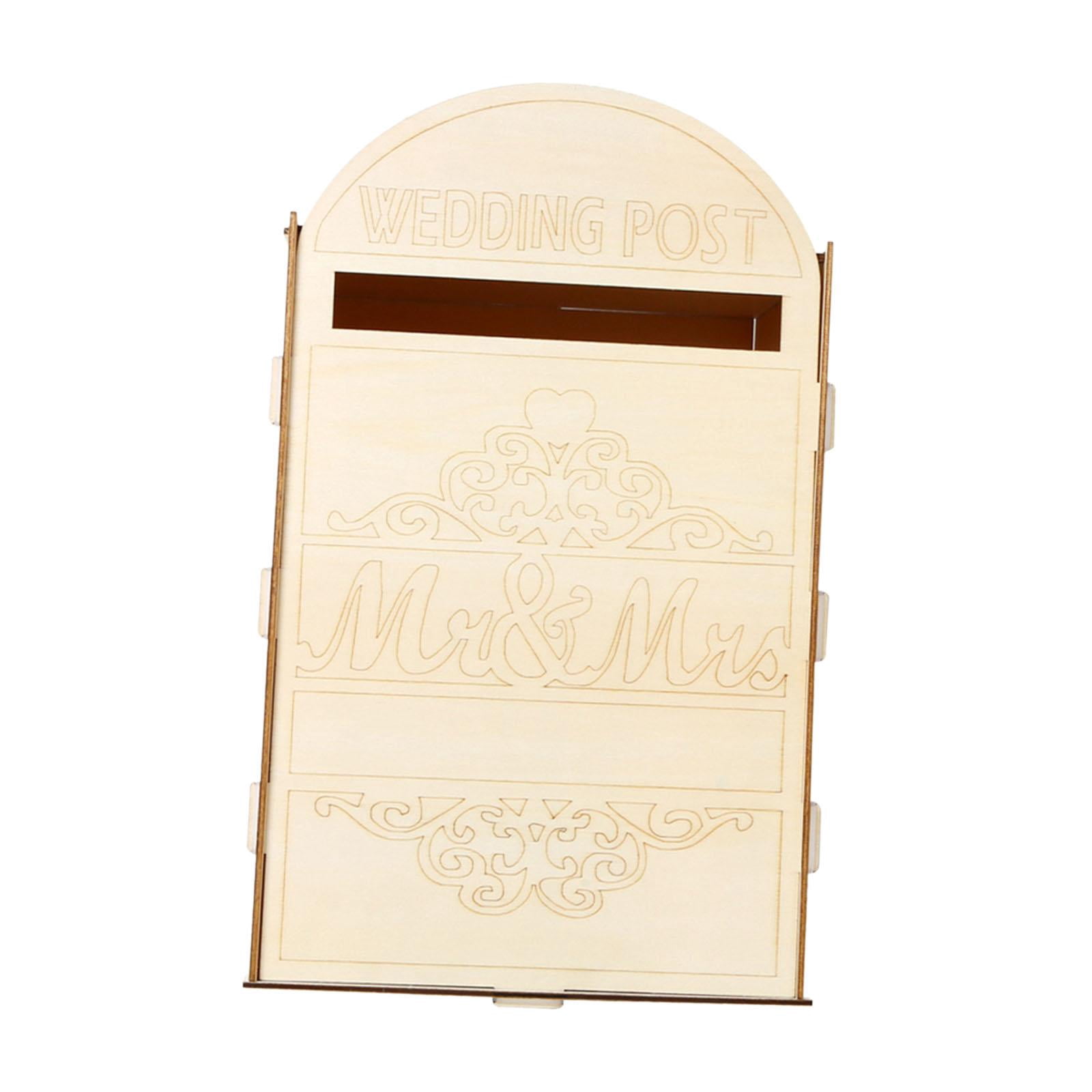 Tachiuwa Wedding Card Box Letterbox Decorative DIY Wood Wedding Decor Unpainted Wedding Post Box Envelope Gift Post Card Box for Party B