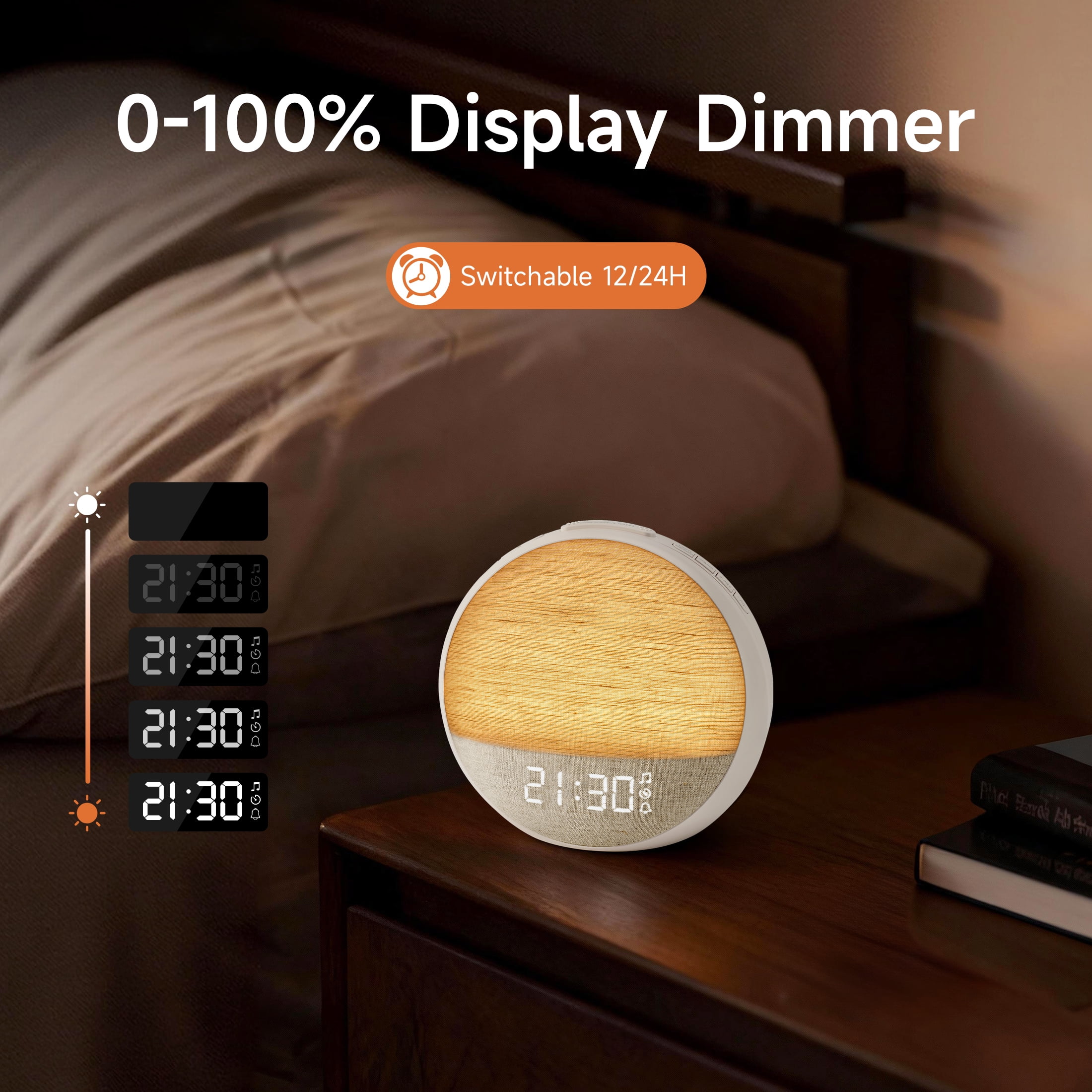 Sunrise Alarm Clock Wake up Sunlight with Sound Machine & Dimmable Night Light for Bedrooms Clock