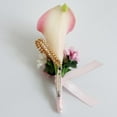 thumbnail image 4 of Ramillete de cala Flores Novio Hombres Boutonniere Novia Ramilletes de boda Boutonnieres rosa melocotón, 4 of 7