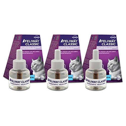 FELIWAY Classic Refill 3-Pack (FELIWAY Refill) - for Use with FELIWAY Diffusers - Reassures Cats & Helps Control Unwanted Behaviours Like Urine Spraying, Scratching, Hiding at Home - (