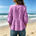 thumbnail image 6 of Trikvn Summer Tops for Women Casual V Neck Babydoll Shirts 3/4 Puff Sleeve Peplum Blouses Tiered Flowy Ruffle Tunic Lightweight Cute Vacation Beach Wear Loose Fit, 6 of 6