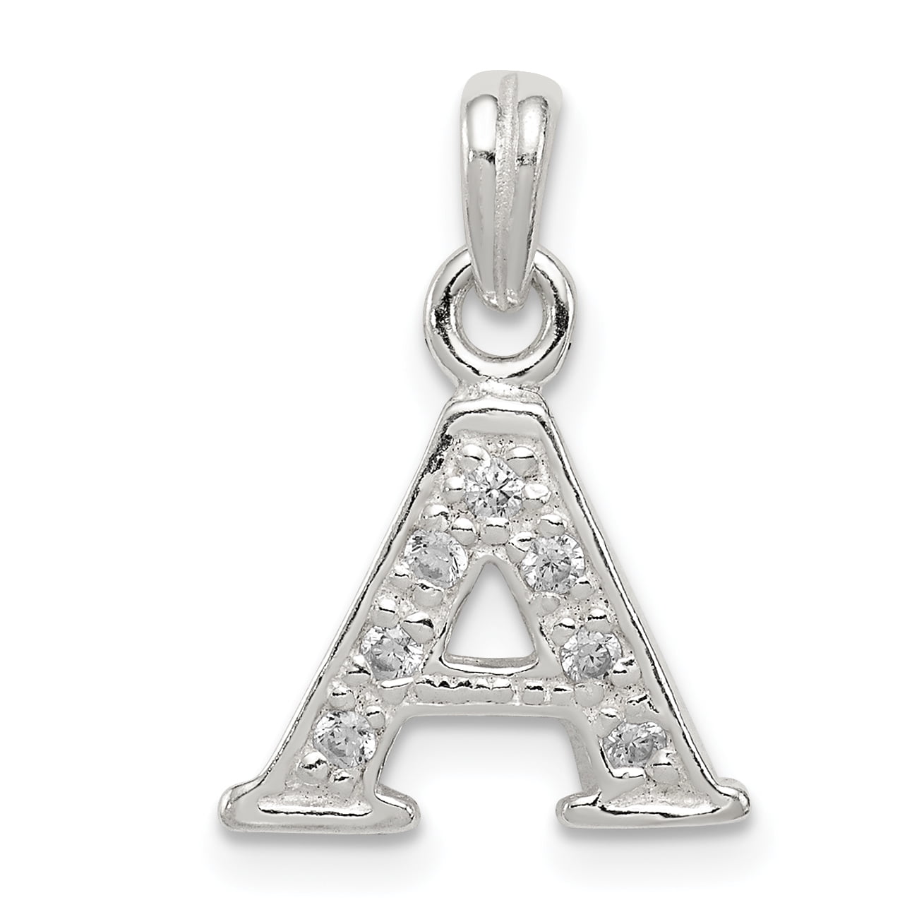 Sterling Silver CZ Initial A Pendant