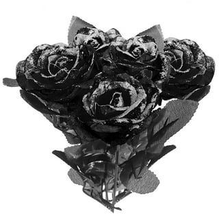 Bronzing Rose Bouquet Paper, Night Garden, Retro Flowers Wrapping, Black,  Valentine's Day, 10 Sheets
