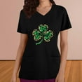 thumbnail image 2 of lcziwo Women's St. Patrick's Day Scrub Tops Fashion V Neck Scrubs Nursing Uniform Summer V Neck Short Sleeve Tshirts with Pockets Black XXL Clearance Sale, 2 of 5
