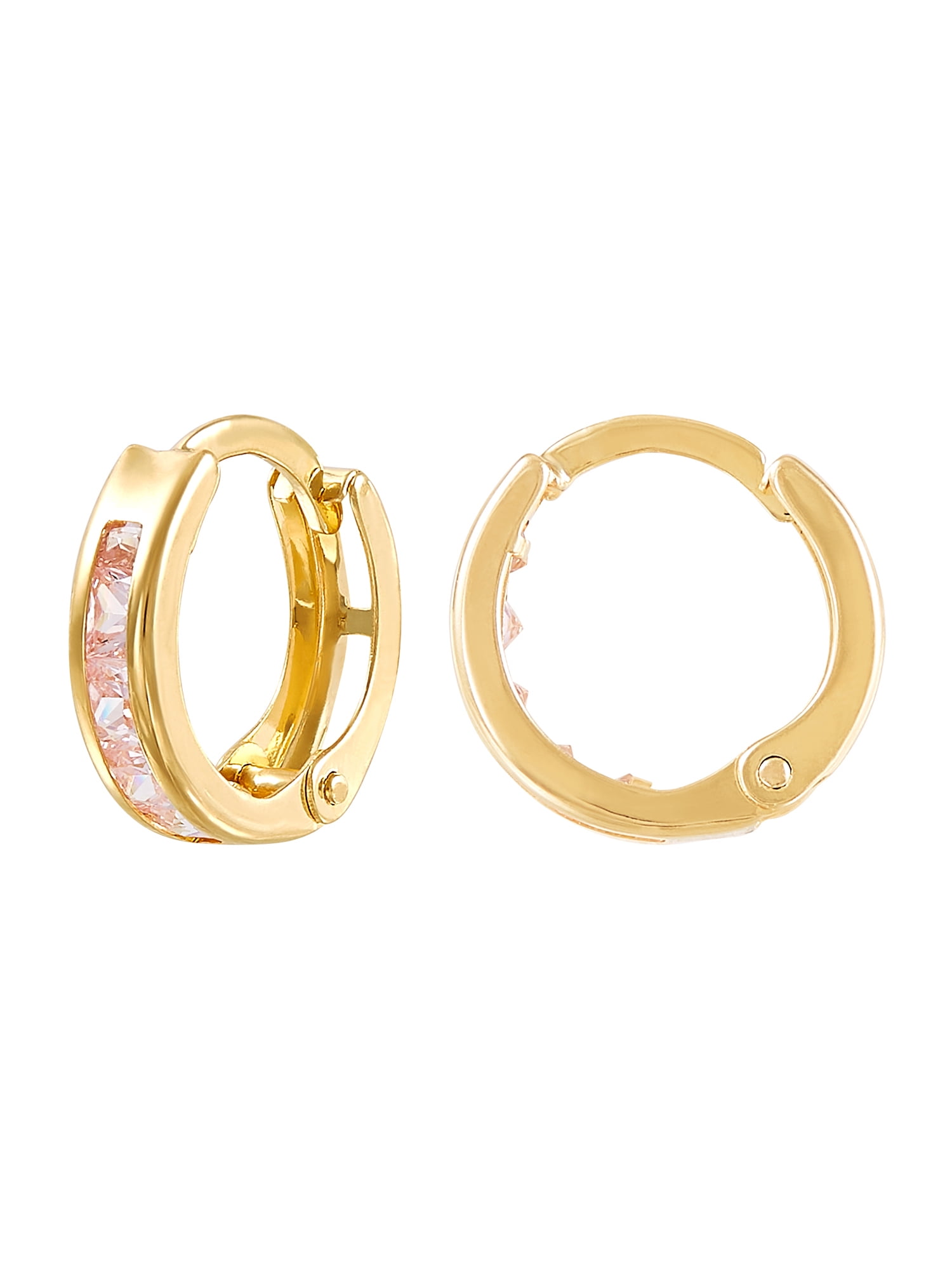 Brilliance Fine Jewelry Cubic Zirconia Huggie Style Earrings in 10K Yellow Gold