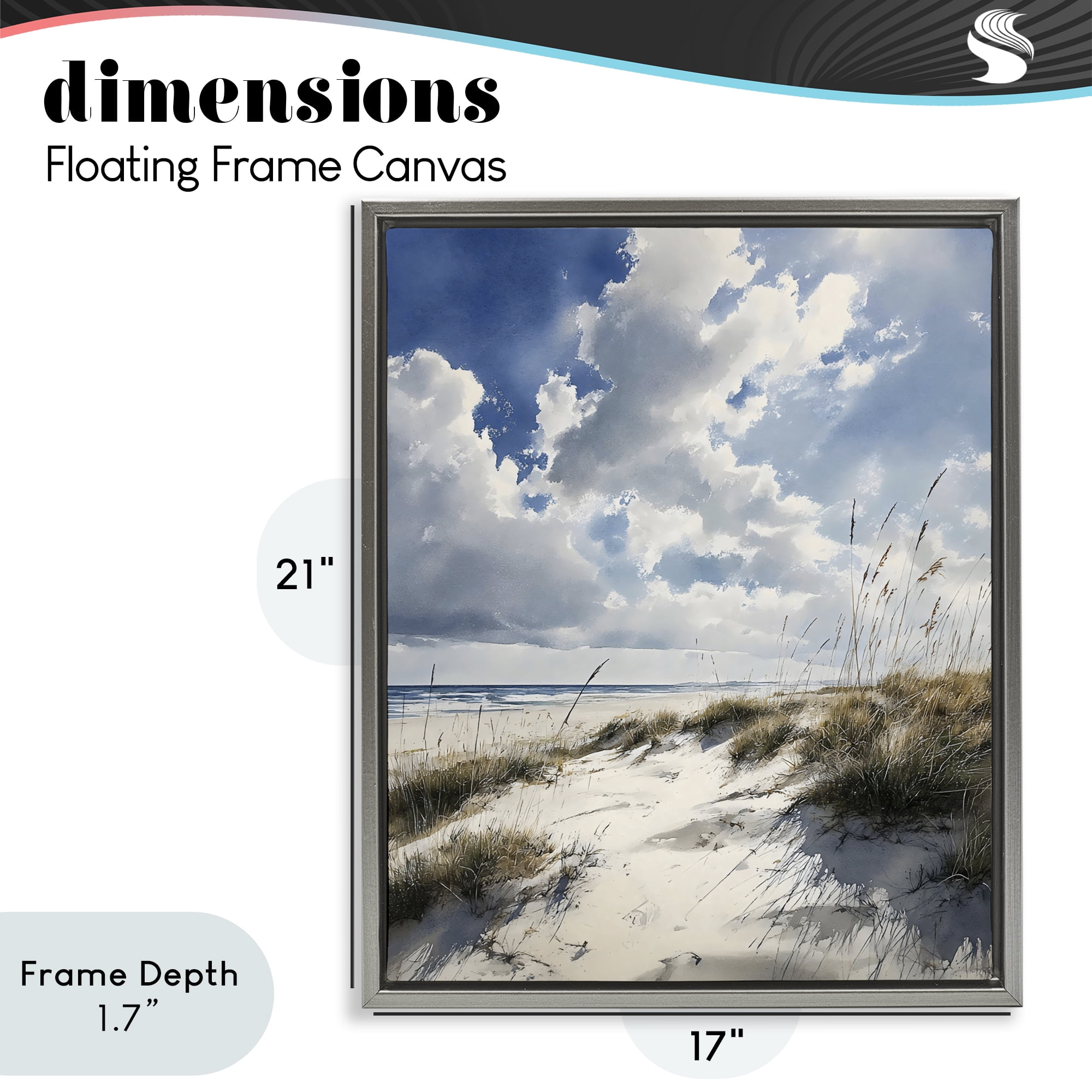 Stupell Industries Midday Sunny Beach Dunes Gray Framed Floater Canvas Wall Art, design by Franklyn Gregory