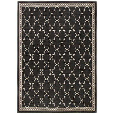 SAFAVIEH Courtyard Ayden Chevron Indoor/Outdoor Area Rug, 2'7" x 5', Black/Beige