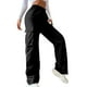thumbnail image 1 of 1 pantalón ancho de cintura alta, negro, S., 1 of 6