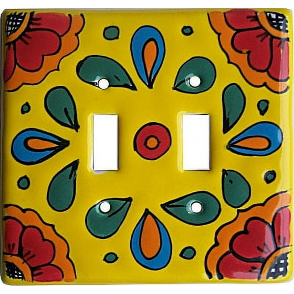 Canary Talavera Ceramic Double Switch Plate