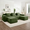 thumbnail image 2 of Newest Modular 3 Seat U Shape Sectional Boneless Sofa, Cloud Sectional Couch,Deep Seat, Modern Modular 3-Seat Sofa Couch,Throw Pillows,2 Movable Ottomans, Corduroy Fabric Green, 2 of 11