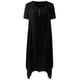 thumbnail image 4 of Moda casual mujer casual manga corta con cuello en v sólido irregular vestidos largos vestido Pompotops  ghjkhdj16985, 4 of 5