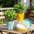 thumbnail image 5 of HomelyJoy Modern Geometric Plastic Planter, 14.5x5 Inch Pink Nordic Style Flower Pot with Drainage Holes for Window Sill Desktop Patio Garden, No Tray, 5 of 7