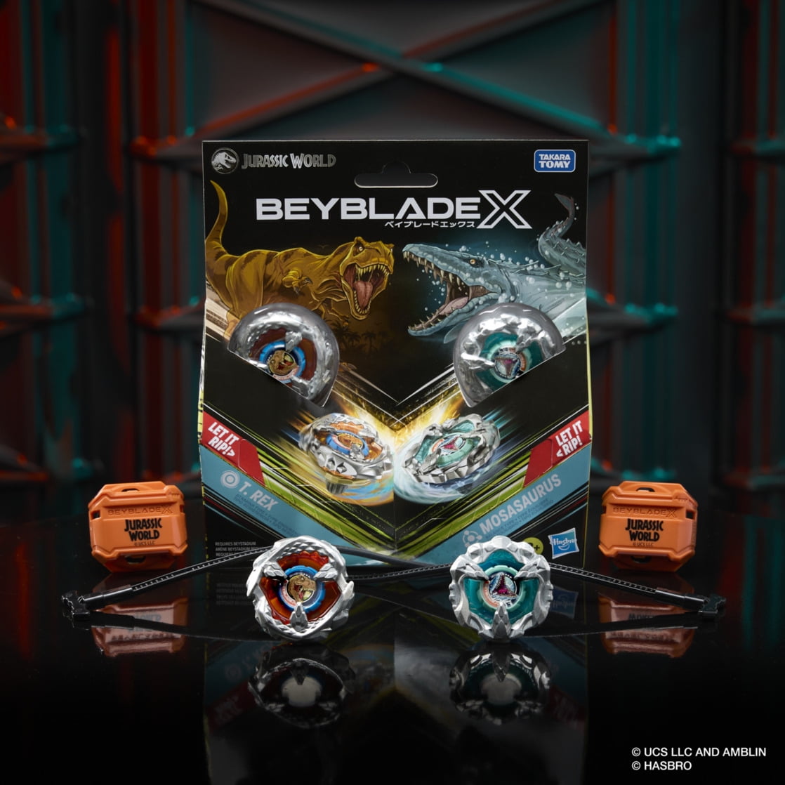 Beyblade X Jurassic World T. Rex vs. Mosasaurus Battling Top Set
