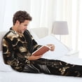 thumbnail image 6 of Naloa Gold Rose Skull Men’s Pajamas Set - Long Sleeve Button Down Sleep Shirt and Pajama Bottoms Sleepwear Set-Medium, 6 of 7