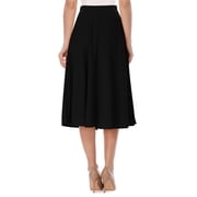 Womens Casual High Waist A-Line Midi Skirt for Work and Everyday Wear