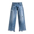 thumbnail image 5 of Womens Jeans Distressed Straight Leg Non Stretch Denim Jeans Classic Everyday Casual Solid Blue L, 5 of 5