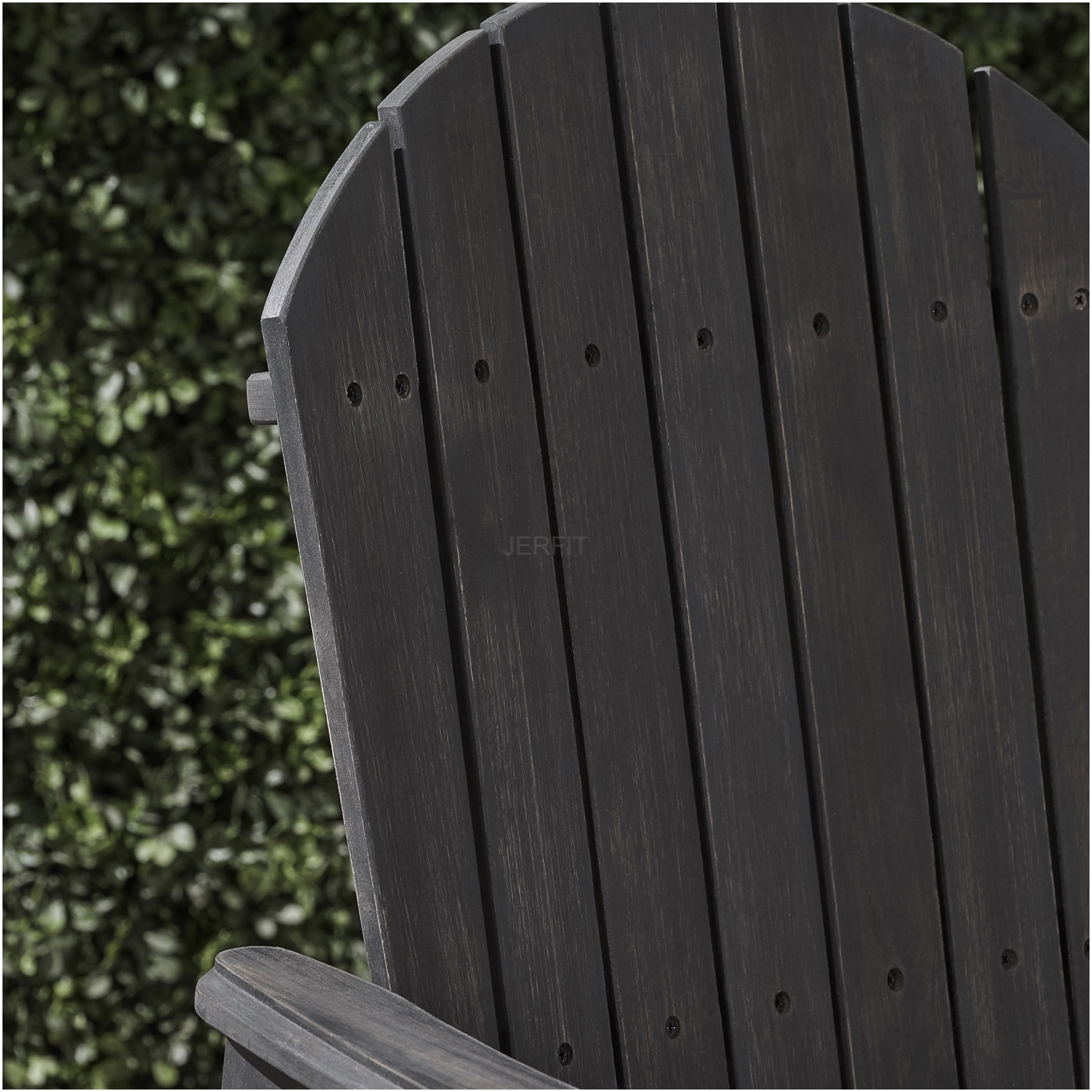 JERFIT 2-Pack Dark Gray Acacia Wood Adirondack Chairs for Outdoor Patio Dining, Weather-Resistant Hardwood Garden Seating Set