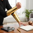 thumbnail image 6 of Jiibva Unisex Medieval Viking Gauntlet Arm Bracers PU Leather Mirror Gold 25cm, 6 of 7