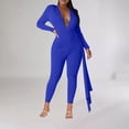 thumbnail image 6 of Ahabrexf Sets for Women Sexy Jumpsuits for Women Women's Solid Color Sexy V-Neck High Elasticity Jumpsuit Set Sexy Jumpsuits for Women, 6 of 7