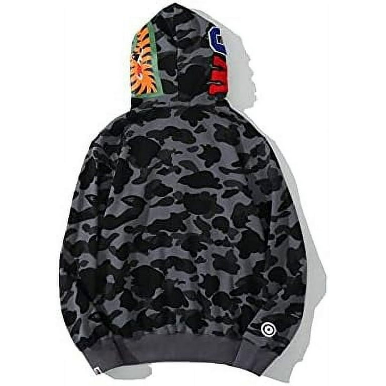 BAPE Men s Shark Hoodie Cotton Full Zip Jacket with Shark Jaw Design Walmart