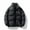 Black, variant on Men's Puffer Jacket Thickened Winter Bubble Coat Warm Stand Collar Color Block Zip Up Jacket
