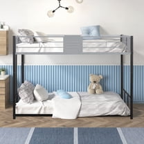 Twin over Twin Bunk Bed with Vent Guardrail - Sturdy Metal, Switchable Ladder