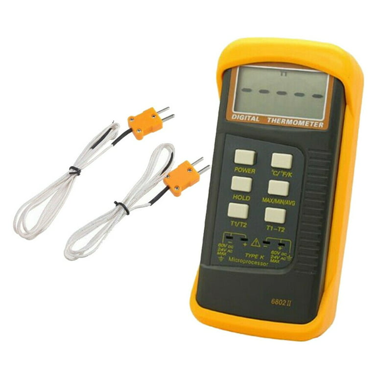 Digital 2 k-type Thermocouple Thermometer DM6802 for HVAC, Furnace, Heater