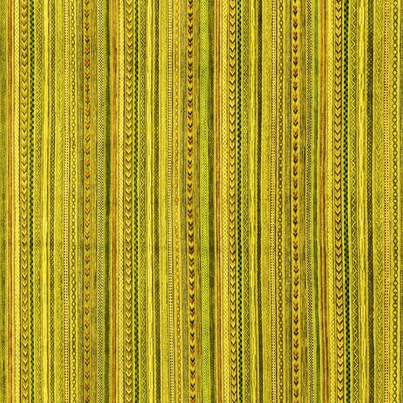 Ahgly Company Machine Washable Indoor Square Abstract Yellow Modern Area Rugs, 6' Square
