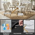 thumbnail image 4 of Sword Rectangular Glass Dining Table with Cleo Velvet Dining Chairs, Gold Finish, 12mm Tempered Glass, 59x35.5x30 Inches, 7 Piece Set, 4 of 7
