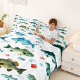thumbnail image 3 of Castle Fairy Watercolor Freshwater Fish Bed Sheets 4-Piece,Lure Bubble White Aquatic Repeat Tile Full Size Sheets,Sage Blue,1 Fitted Sheet,1 Flat Sheet and 2 Pillowcases, 3 of 6