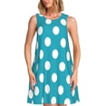 thumbnail image 1 of Balery Sky Blue And White Polka Dot Vestidos de verano para mujer con estampado: vestido holgado sin mangas, vestido playero informal y cómodo para días calurosos., 1 of 7