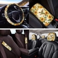 thumbnail image 4 of Yuyamidu Hummingbird Front Rear Car Seat Covers Full Set of 14 Sunflower Steering Wheel Cover Seat Belt Pads Yellow Armrest Cover Cup Holders Headrest Covers Key Chain, 4 of 7