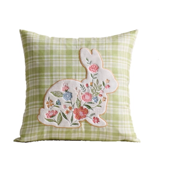TanSiDing Easter Bunny Embroidery Cushion Cover, Mushroom Decor Pillowcase, Soft Polyester Sofa Bed Living Room Decorative Throw Pillow Cover, Holiday Home Decor Gift