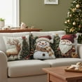 thumbnail image 3 of Christmas Throw Pillow 18x18 Inch, Festive Holiday Decor with Santa Elk Snowflake Designs, Merry Christmas Throw Cushion Cases for Sofa Couch Living Room Home Decor, 3 of 9