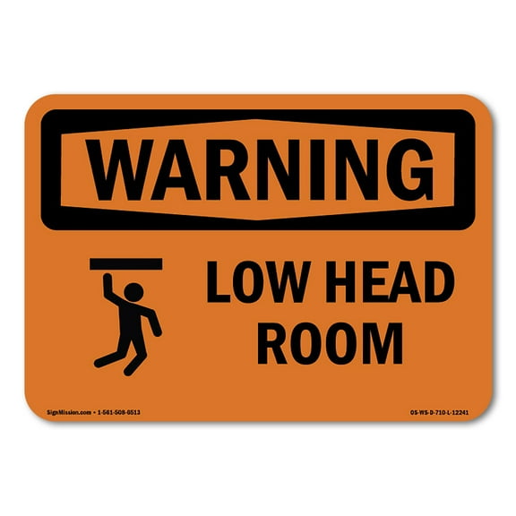 OSHA WARNING Sign - Low Head Room With Symbol | Plastic Sign | Protect Your Business, Construction Site, Warehouse & Shop Area | Made in the USA