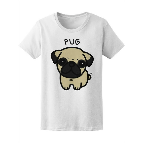 Pug Dog Doodle T-Shirt Women -Image by Shutterstock, Female Medium