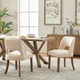 thumbnail image 5 of Vknow Furniture Modern Chenille Upholstered Dining Chairs Set of 2 with Cutout Back and Solid Wood Legs for Dining Room, Kitchen and Living Room,Beige, 5 of 8