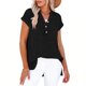 thumbnail image 3 of Eres Más Que una Camisa de Puntuación de Prueba Estilo Casual de Manga Corta de las Mujeres V Cuello Blusa Superior, Camisas de Manga Corta para las Mujeres Pullover de Botón Casual, 3 of 7