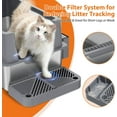 thumbnail image 3 of Stainless Steel Litter Box with Lid, 2 Pack XL Metal Cat Litter Box with Removable High Sided Enclosed, Foot Pedal & Scoop & Litter Mat for Big Cats, Anti-Urine Leakage, Non-Stick Bottom, 3 of 8