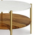 thumbnail image 5 of Simpli Home Wagner SOLID ACACIA WOOD 30 inch Wide Round Mid Century Modern Coffee Table in White/Natural, 5 of 9