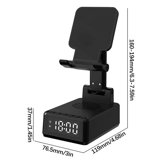 Altavoces Bluetooth Escritorio Inalámbrico Altavoces Bluetooth Alarma de Reloj Tableta de Elevación Plegable Multifuncional Cargador Inalámbrico Móvil Cargador Inalámbrico de Teléfono
