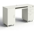 thumbnail image 3 of Modern Design Venice Computer Desk Great for Home Office Desk by Crafts and Comfort - 3 Drawers and CPU Storage Cabinet - Laptop Workstation with Keyboard Tray and Cable Hole - White, 3 of 10