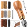 thumbnail image 1 of Leather Sewing Awl Thread Kit, 13 PCS Portable Sewing Awl Kit, Wood Handle Stitching Awl, Manual Sewing Awl with Needles & Waxed Thread, Hand Stitcher Repair Tool for Leather, Heavy Fabrics, Canvas, 1 of 5