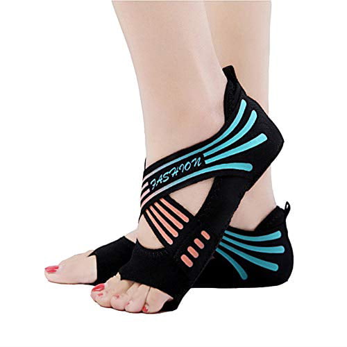 US Size 6.5-7.5 Ladovin Yoga Socks Women Toeless Anti-skid Socks for Pilates Barre Ballet Bikram Workout 