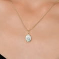 thumbnail image 3 of Gem Stone King 14K Yellow Gold Simulated White Opal Pendant Necklace | 1.70 Cttw | Gemstone October Birthstone | Oval Cabochon 10X8MM | Gold Necklace for Women | With 18 inch Gold Chain, 3 of 6