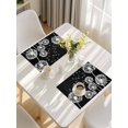 thumbnail image 5 of White Dandelion Placemats Set of 4, Spring Flowers Botanical Vintage Black Placemats for Dining Table, Place Mats for Kitchen Tabletop, Waterproof Wipeable Dining Table Mats Set, 5 of 9