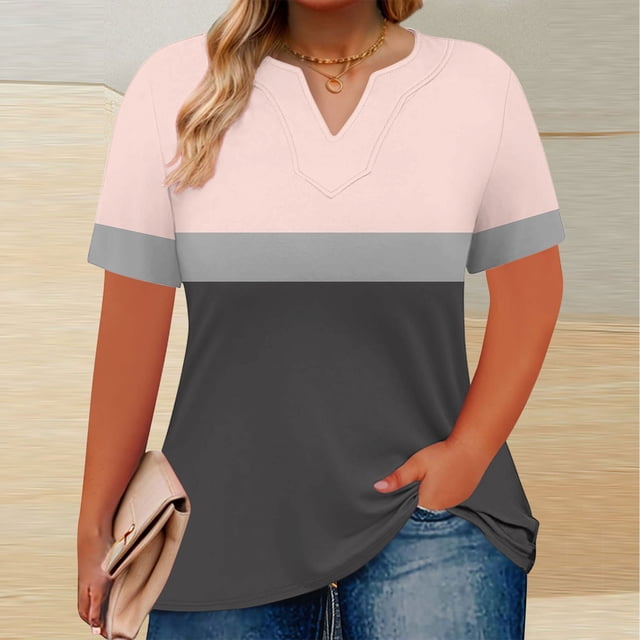 LOVZFMLL T-Shirts d'Été pour Femmes à Col en V Imprimés, Coupe Ample, Manches Courtes