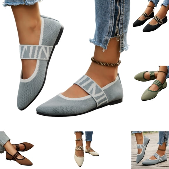 YOUYEDIAN Womens Mary Jane Shoes Work Non Slip Slip on Ballet Flats Shoes Spring Trendy Wide Closed Toe Low Heels Walking Shoes