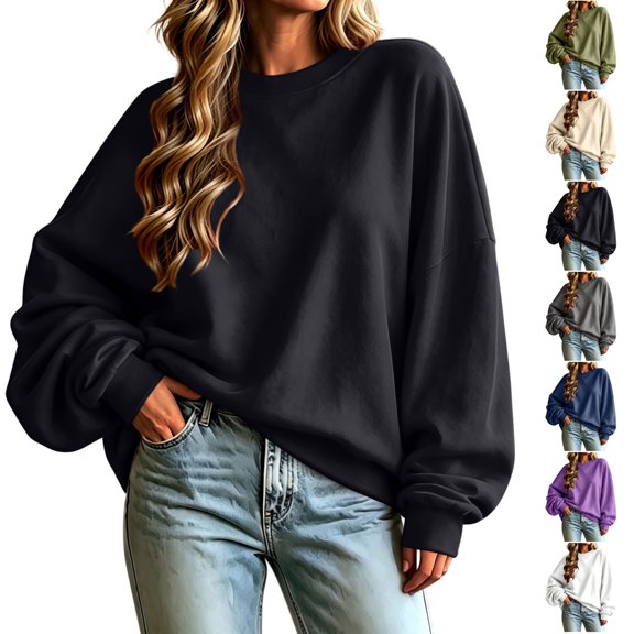 TGSLY Women's Batwing Long Sleeve Sweatshirt Lightweight Crew Neck Drop Shoulder Fall Tops Relaxed Casual Solid Color Workout Pullovers XXL